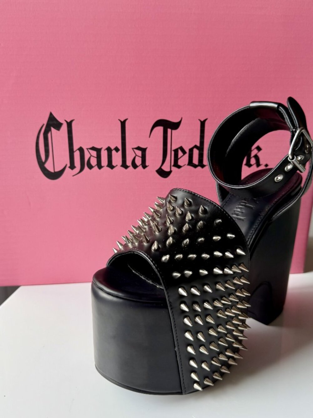 Charla Tedrick - Spiked Black Platforms - Picture 4 of 8